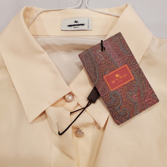 NWT$1,150 ETRO Silk Butterfly Wings Abstract Oversized Crepe Shirt Blouse 46, L - Picture 8 of 16